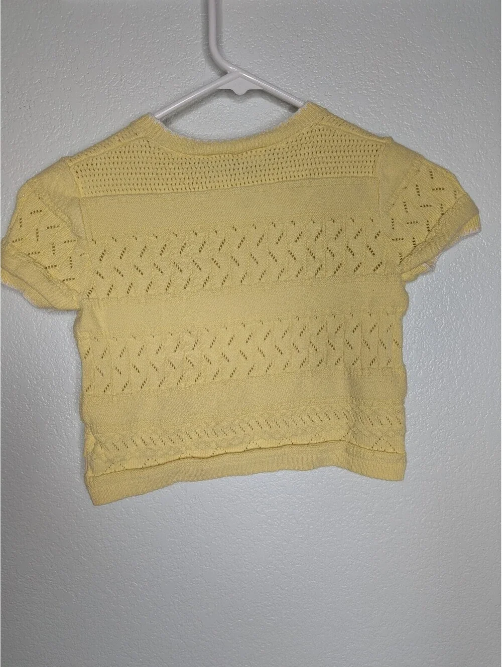 GAP Kids Yellow Pointelle Knit Short Sleeve Sweater Top Size S